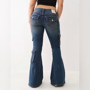 NWOT True Religion Cargo Flare Jeans